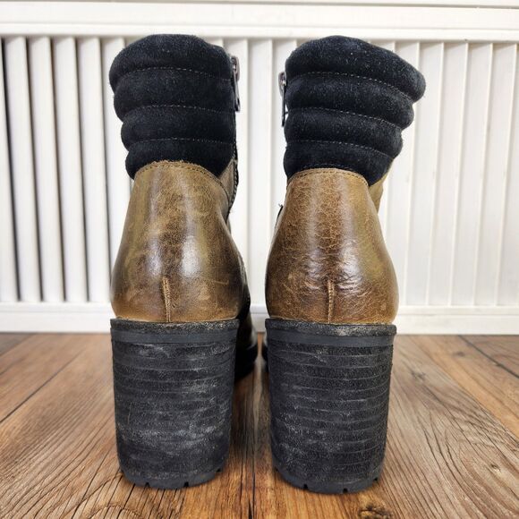 Kork-Ease Disna Women's 8 M Brown Leather Heeled Lace Up Boho Boots Ankle Combat - Picture 4 of 11